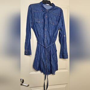 C’est Toi Button Front Denim Shirt Dress – Size 1XL